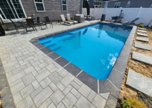 Luxury fiberglass swimming pool installed by Atlantic Fiberglass Pools