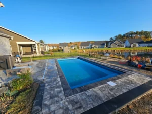 Custom fiberglass pool installation for Maryland home